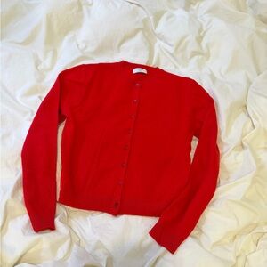 Red cashmere cardigan